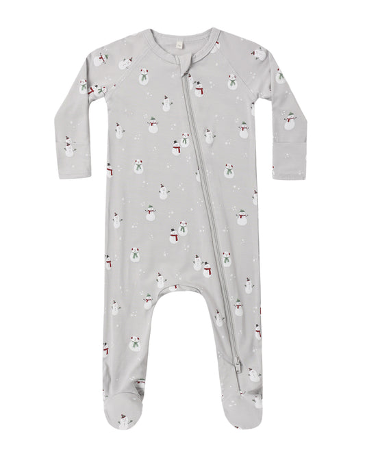 QUINCY MAE BAMBOO ZIP FOOTIE SNOWMAN