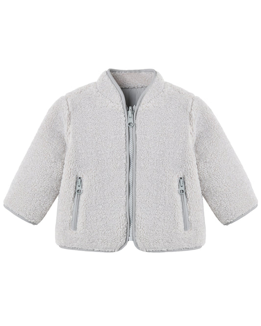 QUINCY MAE SHEARLING ZIP JACKET FOG