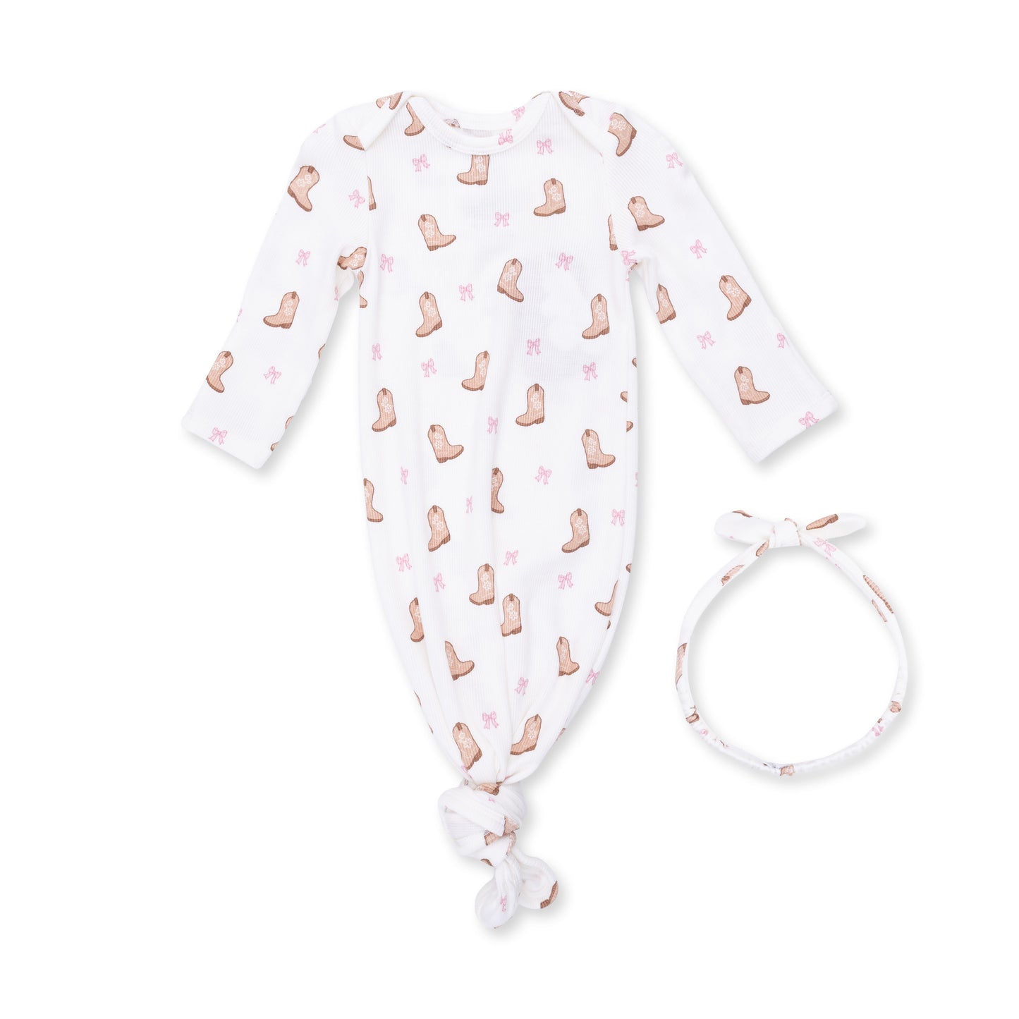 PREORDER Angel Dear Mini Cowgirl Boots - Knotted Gown And Knot Headband