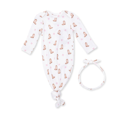 PREORDER Angel Dear Mini Cowgirl Boots - Knotted Gown And Knot Headband