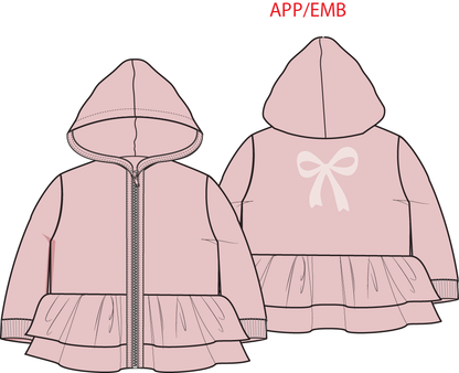 PREORDER Angel Dear Veiled Pink Bows - Zip Peplum Hoodie
