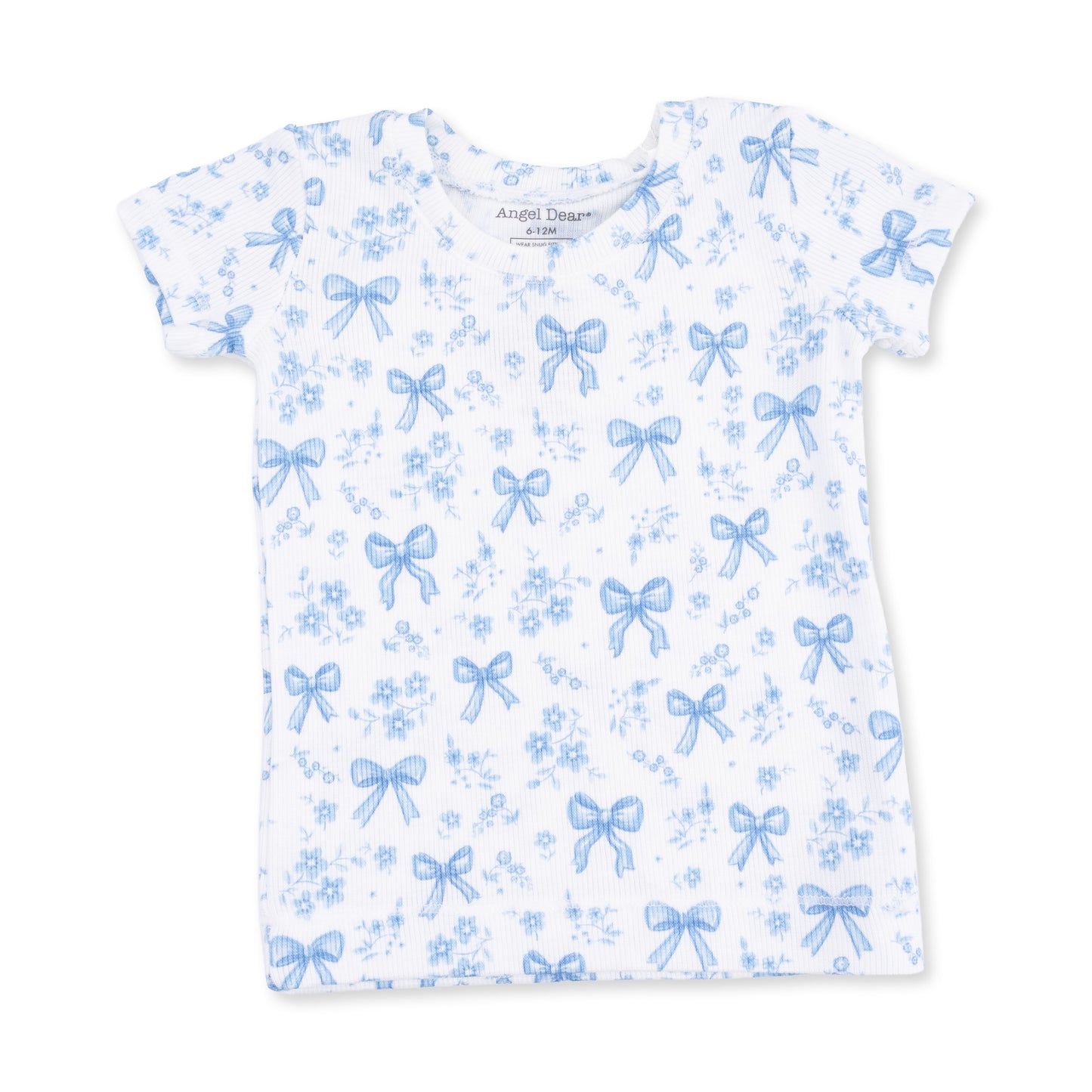 PREORDER Angel Dear Blue Bows And Flowers - Short Sleeve Loungewear Set