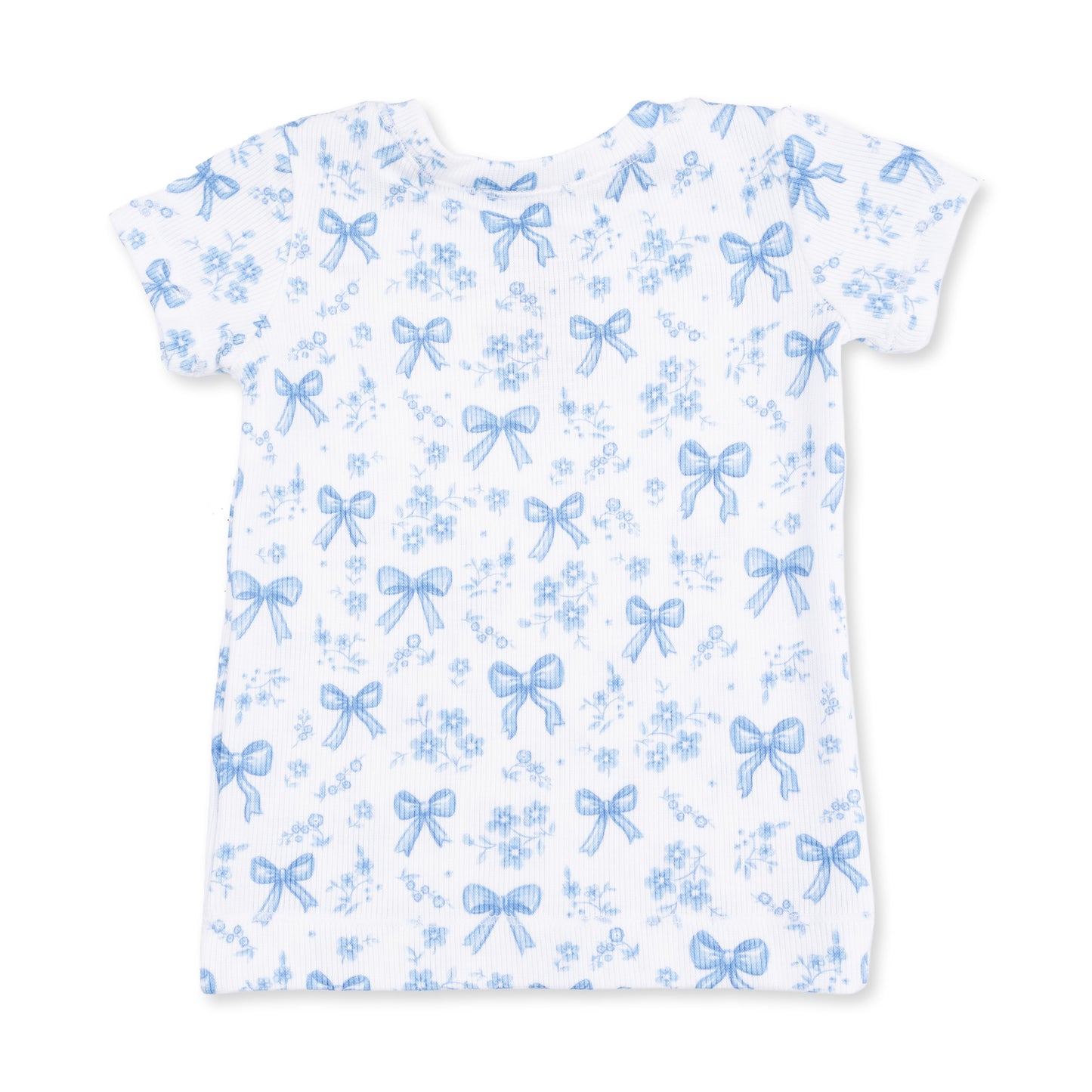 PREORDER Angel Dear Blue Bows And Flowers - Short Sleeve Loungewear Set