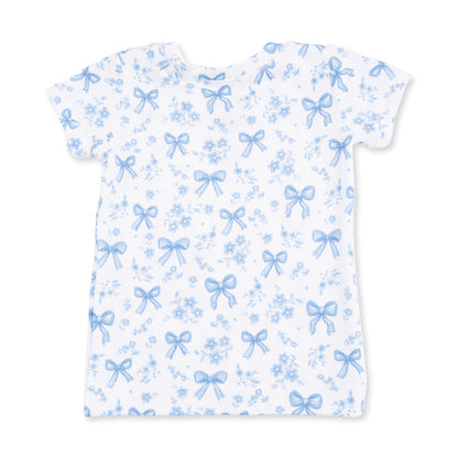 PREORDER Angel Dear Blue Bows And Flowers - Short Sleeve Loungewear Set