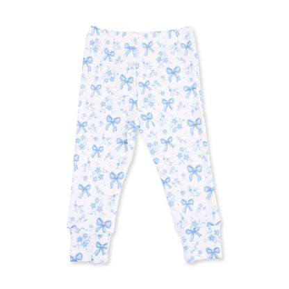 PREORDER Angel Dear Blue Bows And Flowers - Short Sleeve Loungewear Set