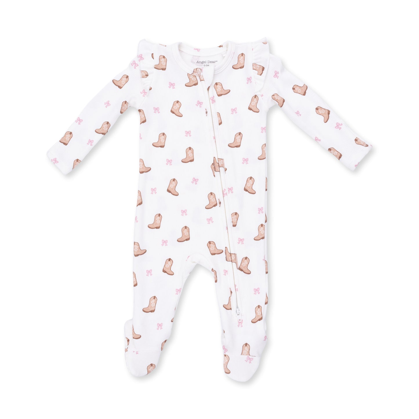 PREORDER Angel Dear Mini Cowgirl Boots - 2 Way Ruffle Sleeve Zipper Footie