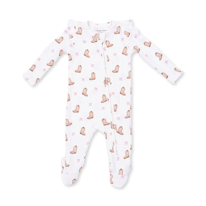 PREORDER Angel Dear Mini Cowgirl Boots - 2 Way Ruffle Sleeve Zipper Footie