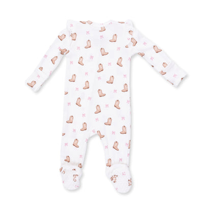 PREORDER Angel Dear Mini Cowgirl Boots - 2 Way Ruffle Sleeve Zipper Footie