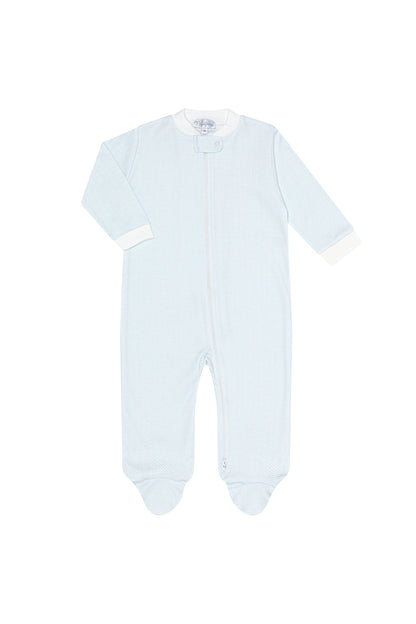 NELLAPIMA Blue Herringbone Zipper Footie