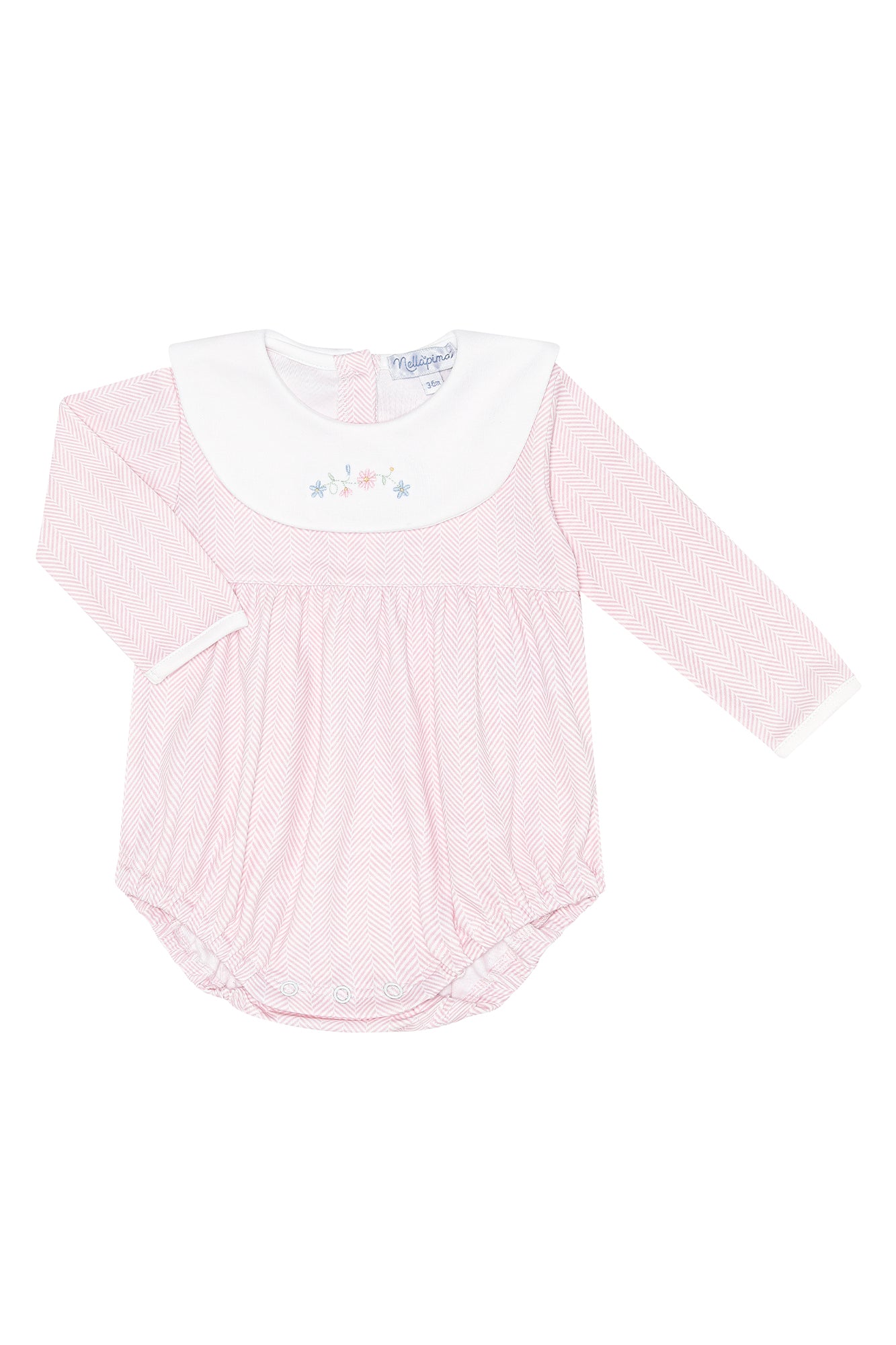 Nellapima Pink Herringbone Embroidered Bubble LS