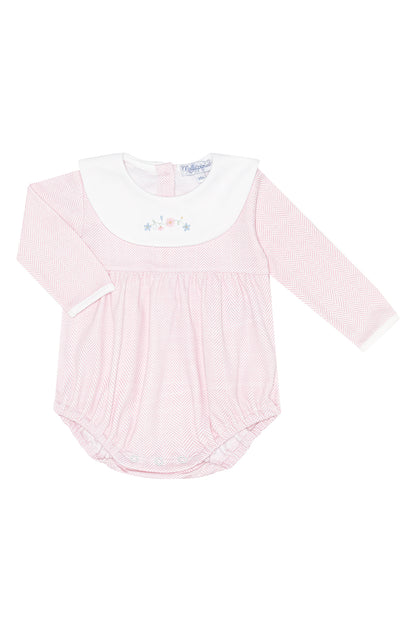 Nellapima Pink Herringbone Embroidered Bubble LS
