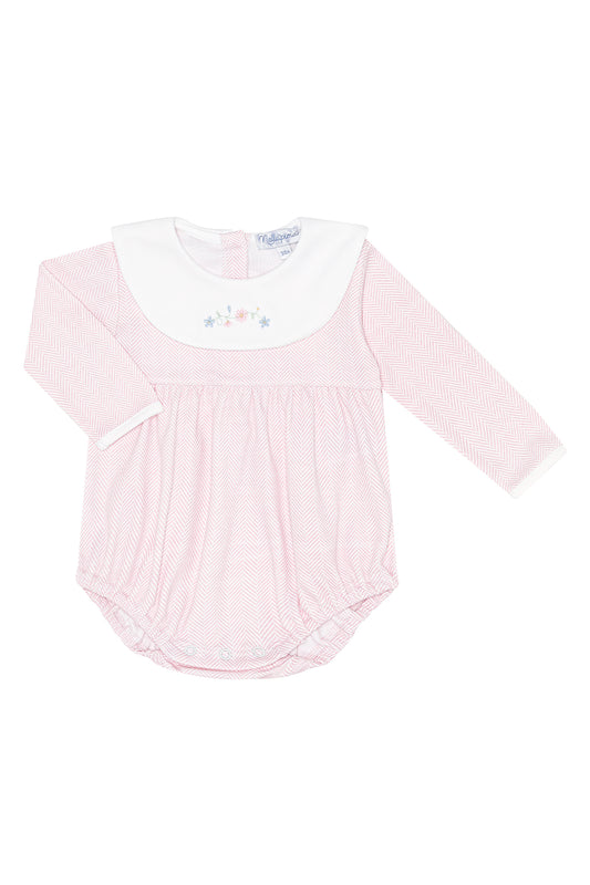 Nellapima Pink Herringbone Embroidered Bubble LS