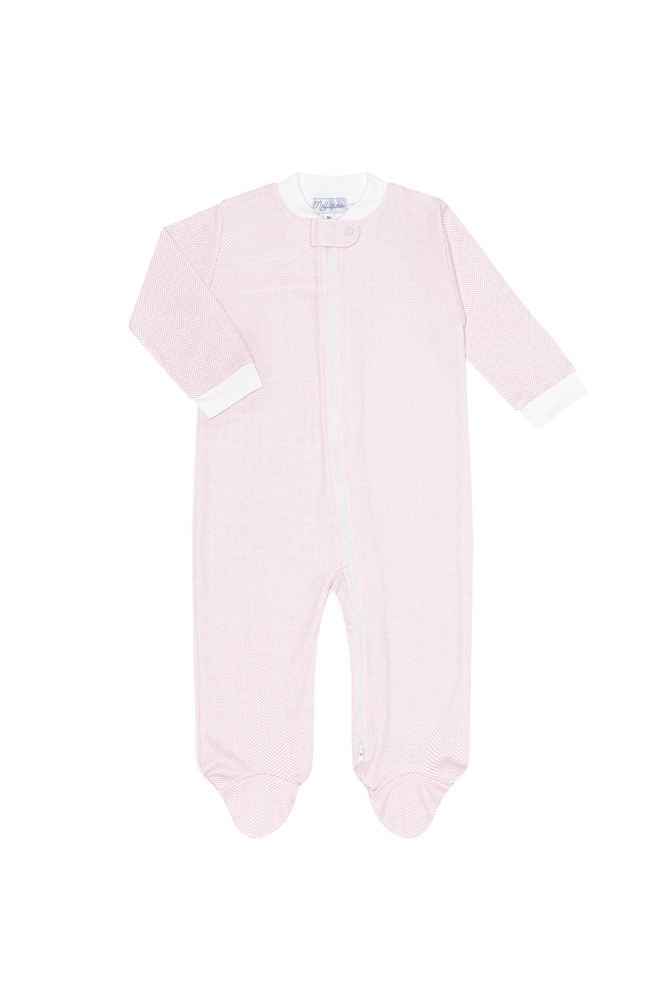 NELLAPIMA Pink Herringbone Zipper Footie