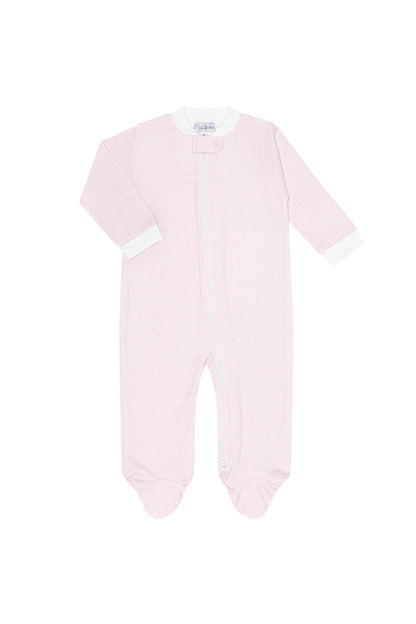 NELLAPIMA Pink Herringbone Zipper Footie