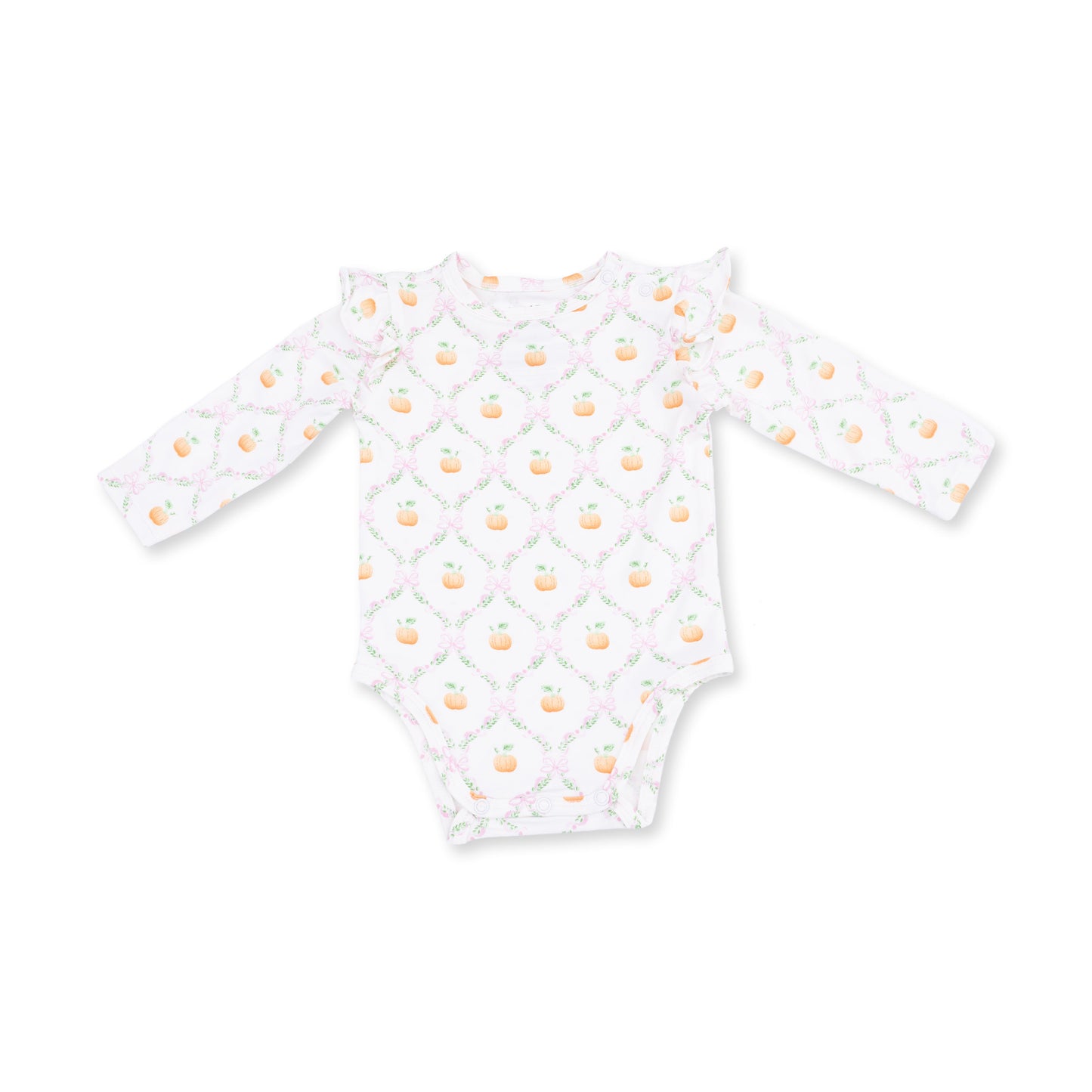 Angel Dear Pretty Pumpkin Trellis - Ruffle Sleeve Bodysuit With Snap Shoulder