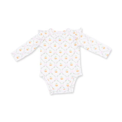 Angel Dear Pretty Pumpkin Trellis - Ruffle Sleeve Bodysuit With Snap Shoulder