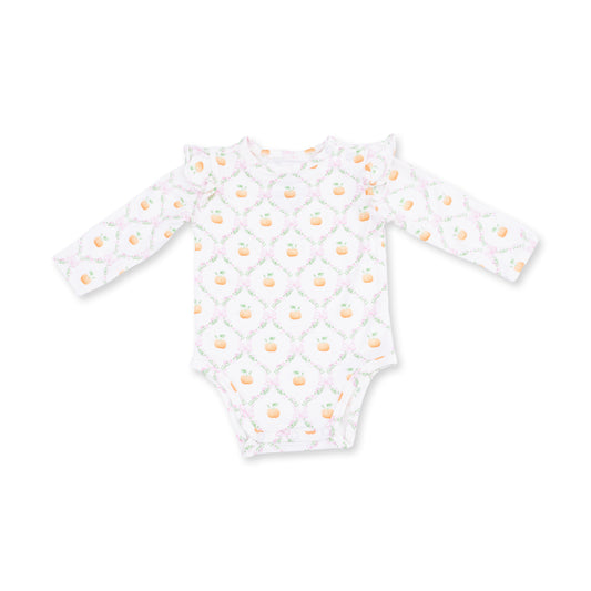 Angel Dear Pretty Pumpkin Trellis - Ruffle Sleeve Bodysuit With Snap Shoulder
