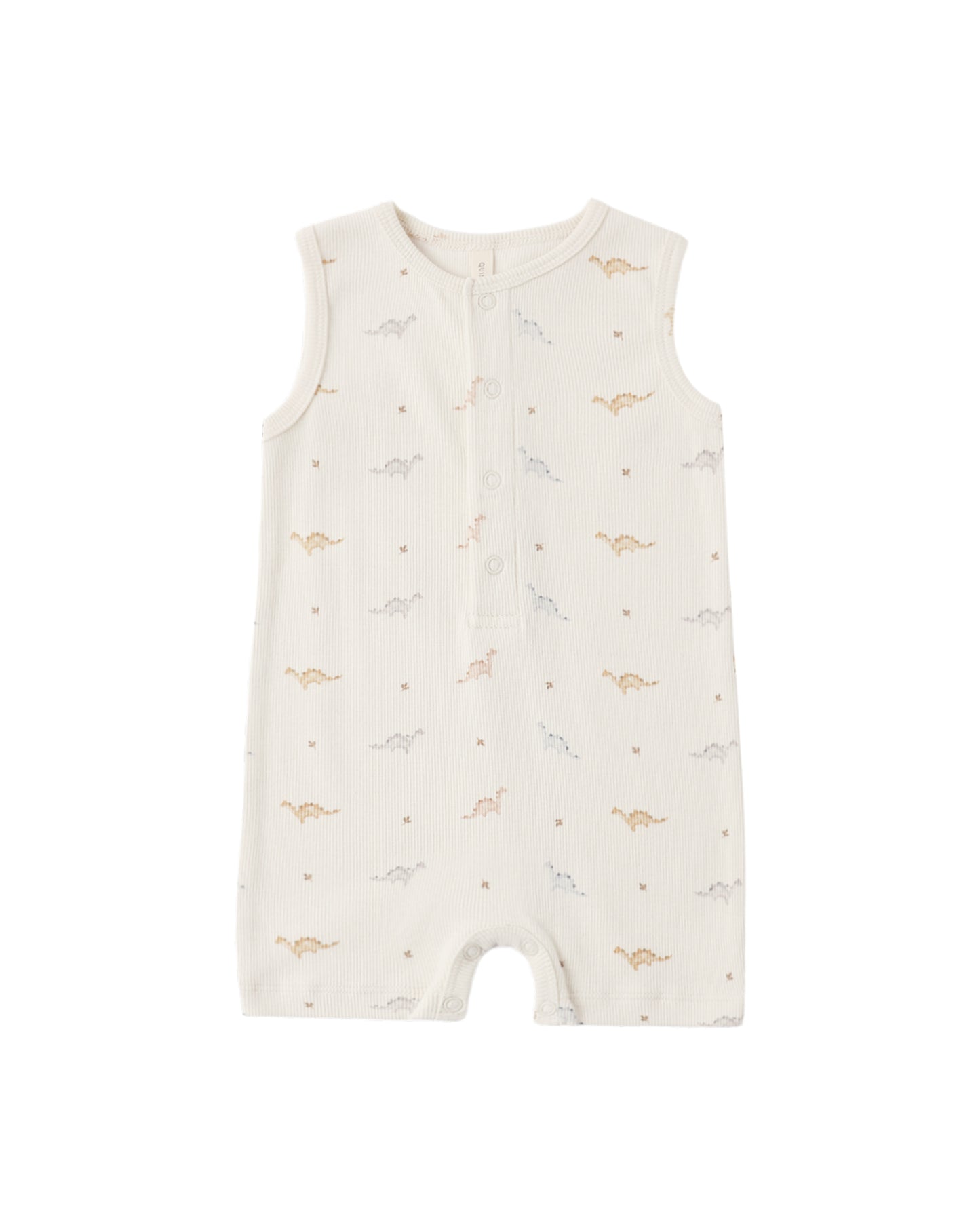 RYLEE + CRU - RIBBED HENLEY ROMPER DINOS - Persnickety Shop
