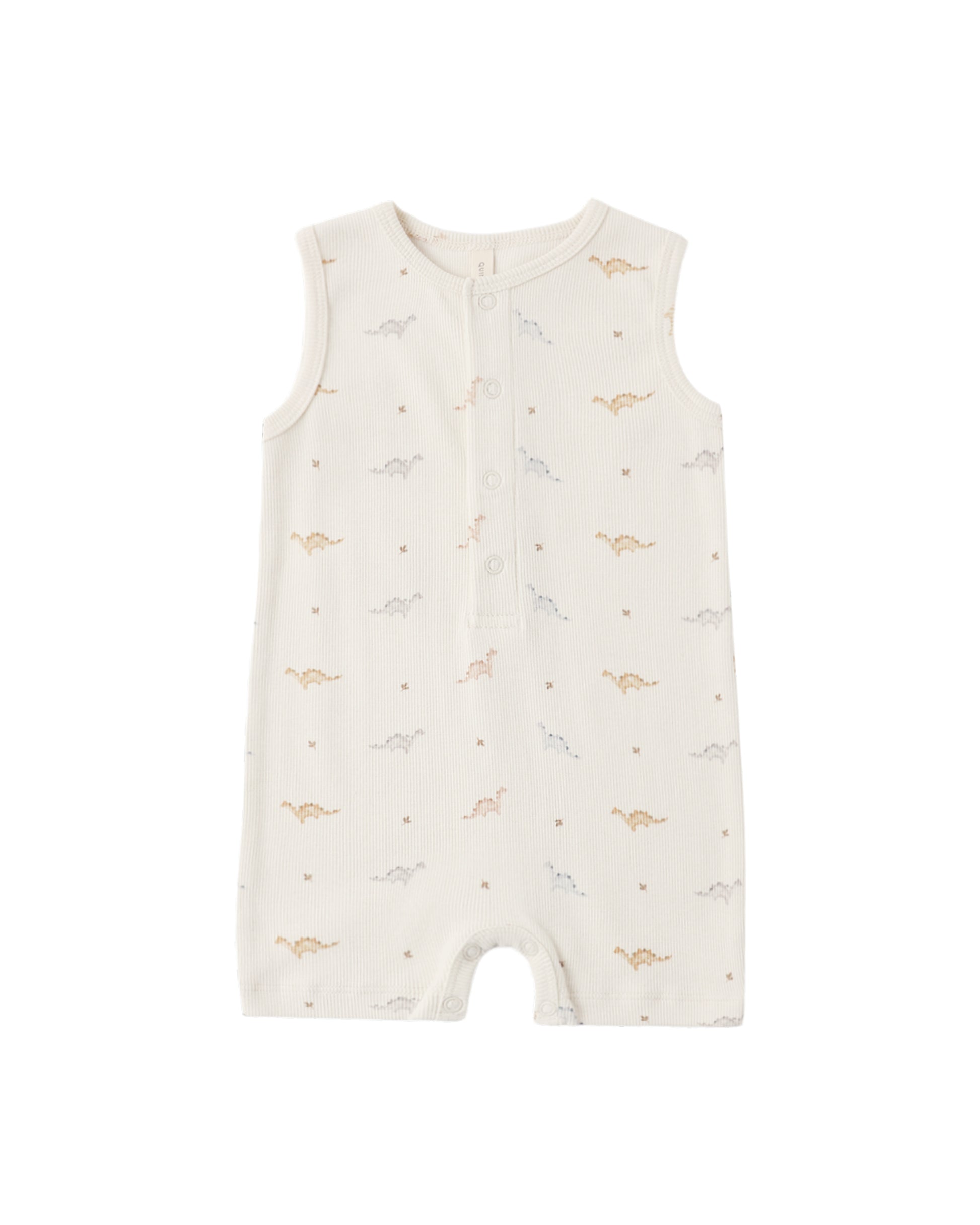 RYLEE + CRU - RIBBED HENLEY ROMPER DINOS - Persnickety Shop