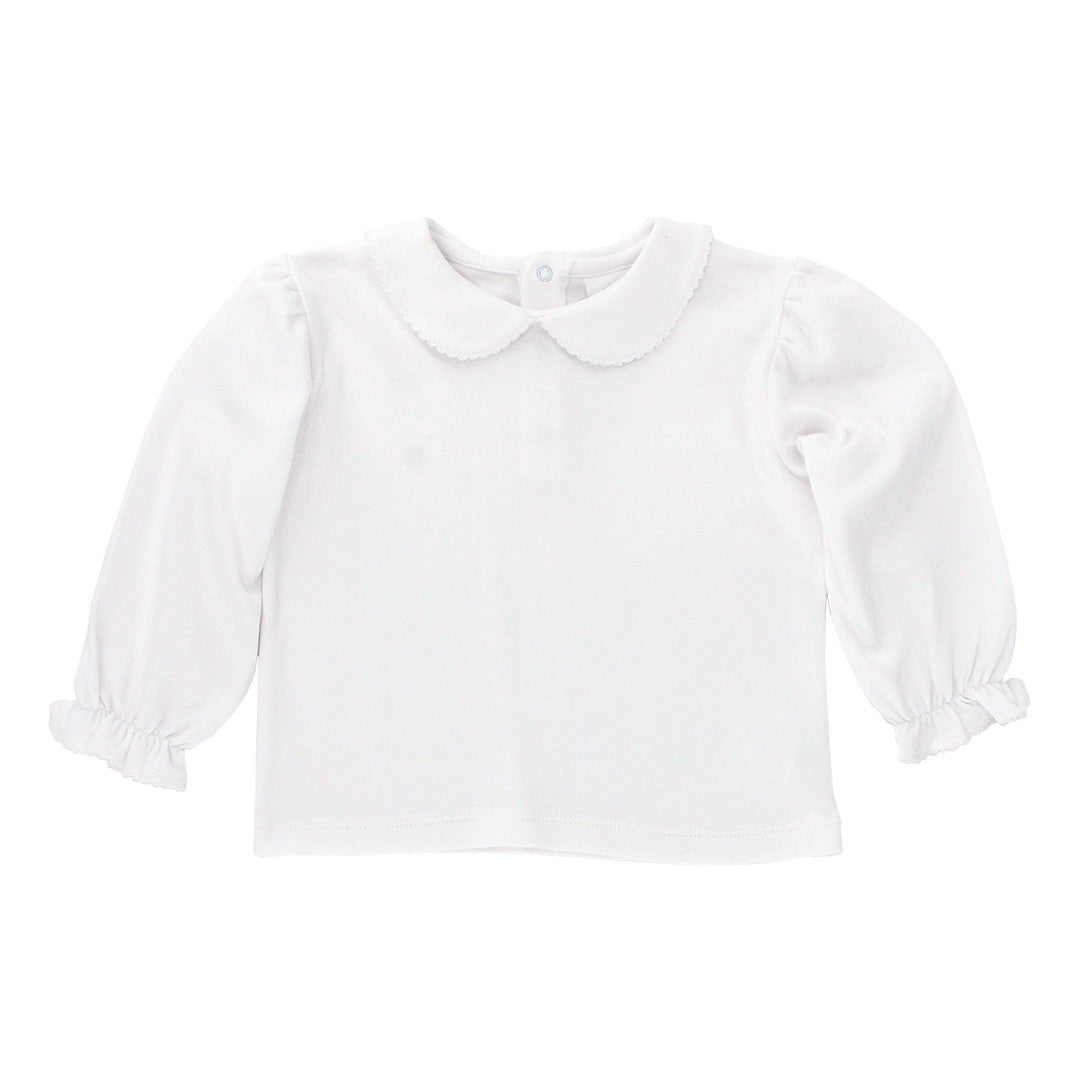 PRE-ORDER `Bailey Boys WHITE KNIT-GIRLS L/S SHIRT BUTTON BACK