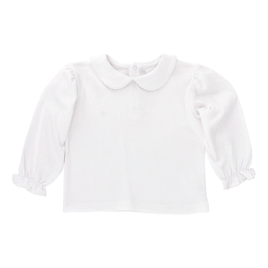 Bailey Boys WHITE KNIT-GIRLS L/S SHIRT BUTTON BACK