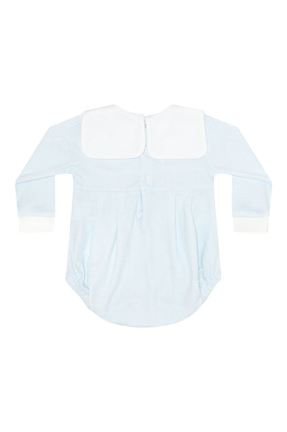 Nellapima Blue Herringbone Embroidered Bubble LS
