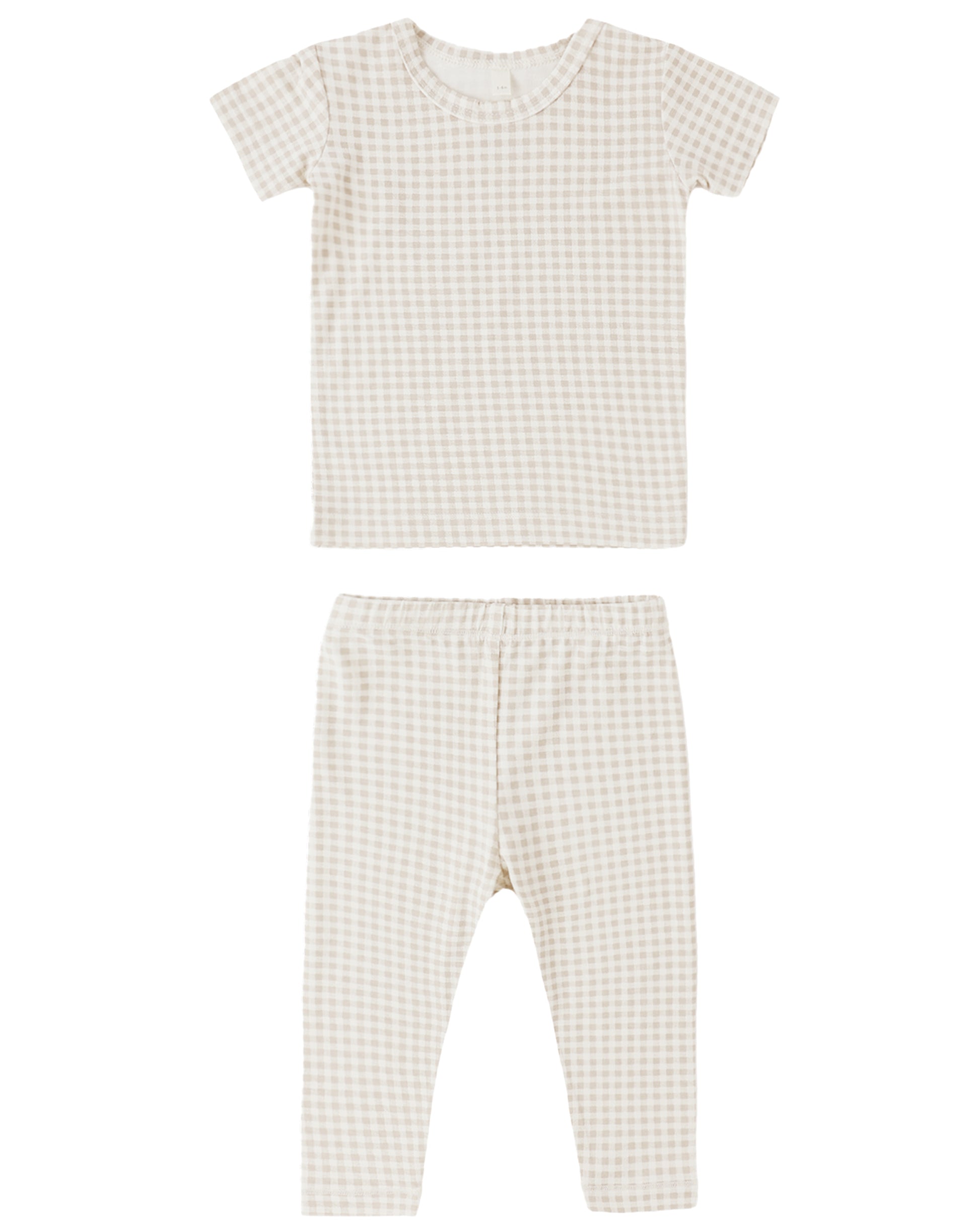 Rylee + Cru BAMBOO SHORT SLEEVE PAJAMA SET OAT GINGHAM - Persnickety Shop