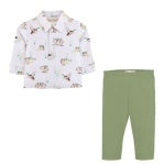 Duck Pond Printed Pima Long Sleeve Collared Tee & Pants Set  – Baby Club Chic