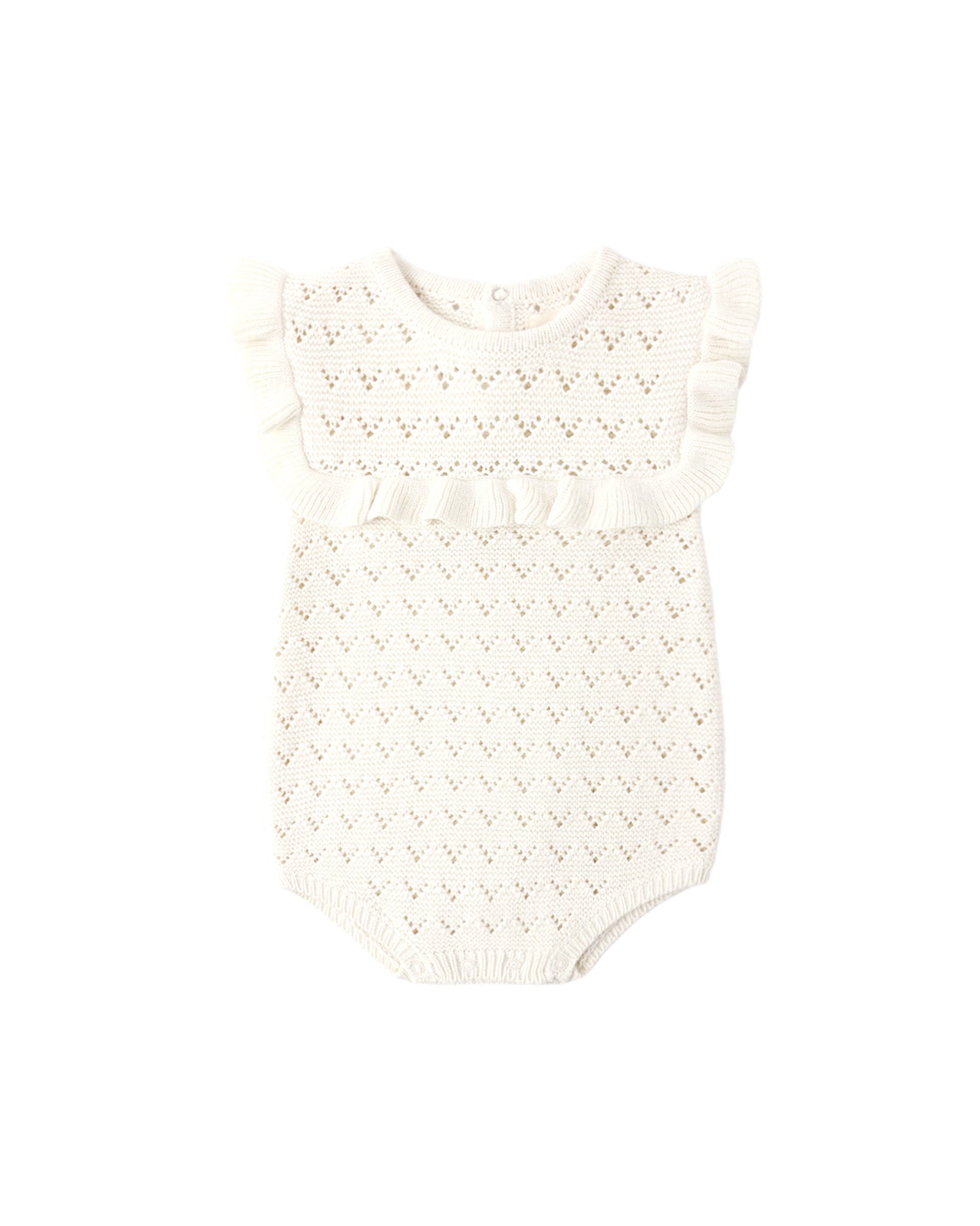 RYLEE + CRU POINTELLE RUFFLE ROMPER NATURAL - Persnickety Shop