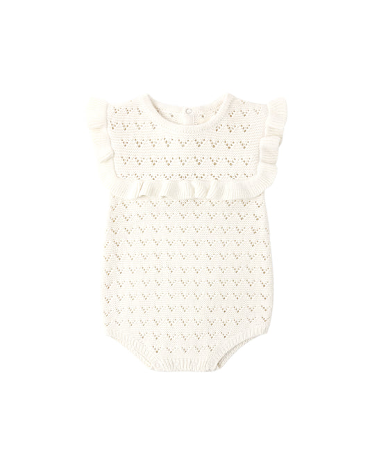 RYLEE + CRU POINTELLE RUFFLE ROMPER NATURAL - Persnickety Shop