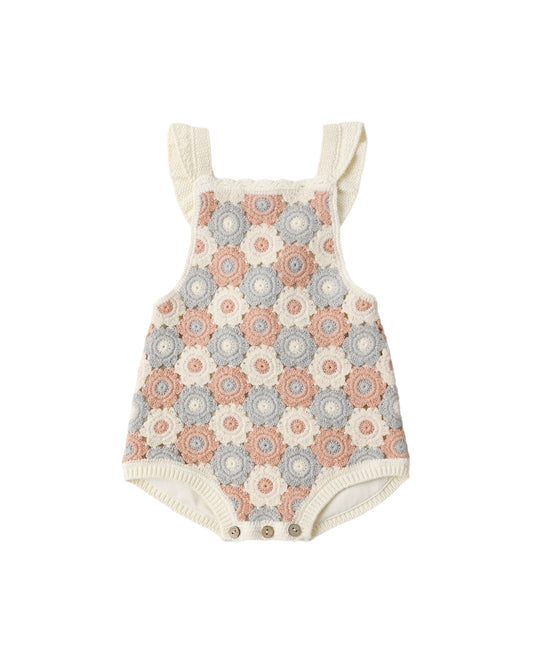 Rylee + Cru CROCHET ROMPER BLUE, LIGHT PINK, IVORY - Persnickety Shop