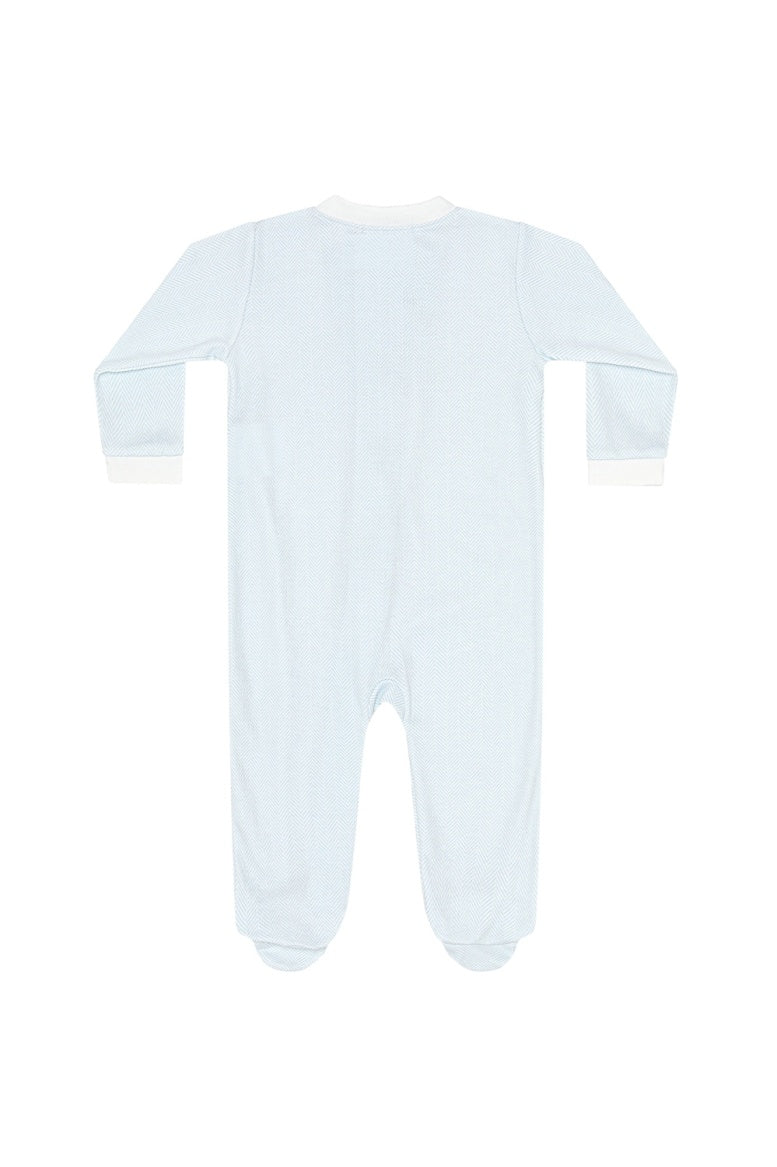 NELLAPIMA Blue Herringbone Zipper Footie