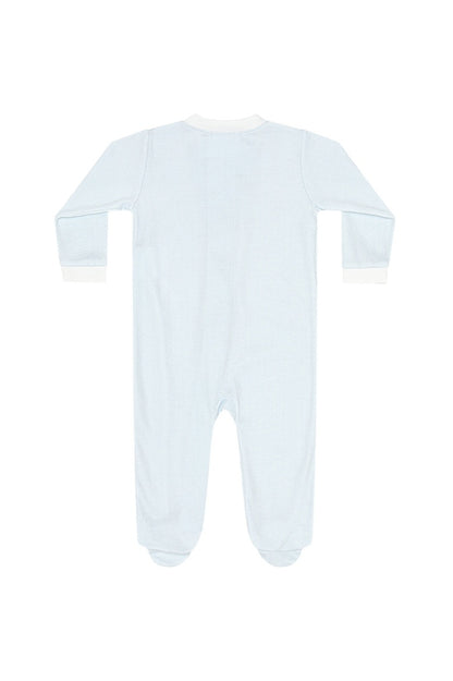 NELLAPIMA Blue Herringbone Zipper Footie