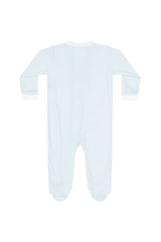 NELLAPIMA Blue Herringbone Zipper Footie