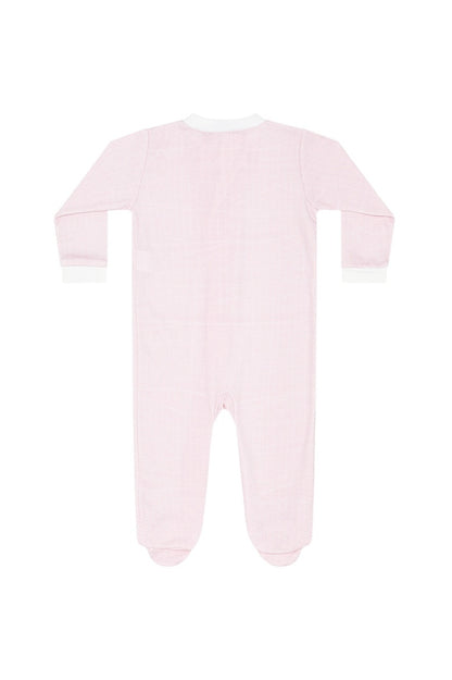 NELLAPIMA Pink Herringbone Zipper Footie