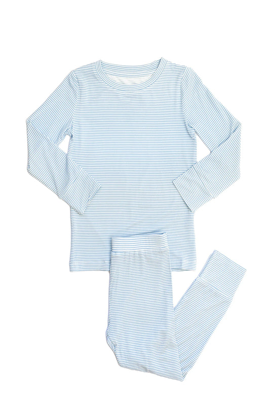 Boys  Dusty Blue Mini Stripe 2 Piece Pajama Set
