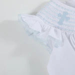 Lil Cactus White and Blue Holy Smocked Bishop Dress - Persnickety Shop