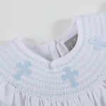 Lil Cactus White and Blue Holy Smocked Bishop Dress - Persnickety Shop